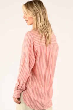 Mos Mosh Elinda Striped Shirt In Rose