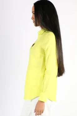Mos Mosh Kali Linen Shirt In Chartreuse