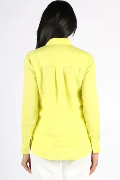 Mos Mosh Kali Linen Shirt In Chartreuse