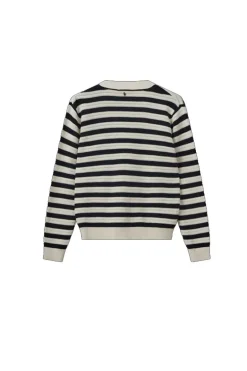 Mos Mosh Kisana Stripe Cardi In Ecru