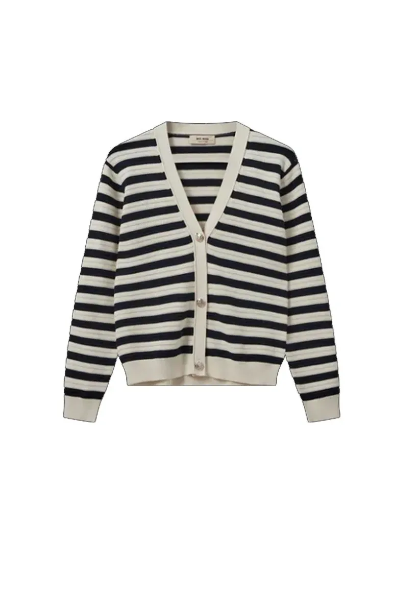 Mos Mosh Kisana Stripe Cardi In Ecru