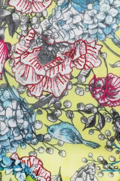 Namaskar Floral Merino Silk Scarf In Citrus