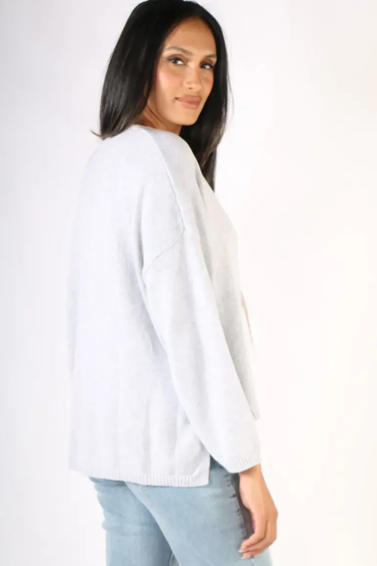 Naturals Button Up Cardigan In Grey