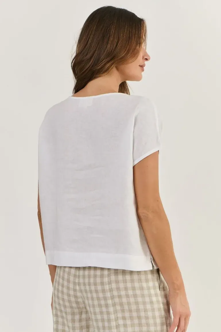 Naturals Cap Sleeve Top In White