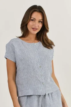 Naturals Cap Sleeve Top In Blue