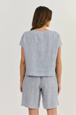 Naturals Cap Sleeve Top In Blue