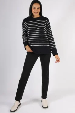Naturals Cotton Knit Stripe Jumper In Ink