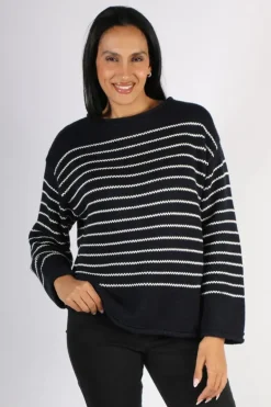 Naturals Cotton Knit Stripe Jumper In Ink