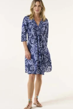 One Season Beco Middy Poppy Dress In Navy