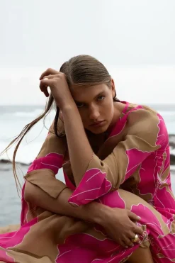 One Season Cadaques Long Poppy Dress In Pink