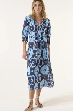 One Season Comogli Long Poppy Dress In Navy