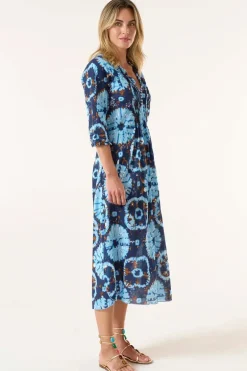 One Season Comogli Long Poppy Dress In Navy