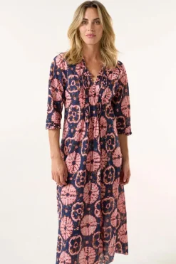 One Season Comogli Long Poppy Dress In Coral