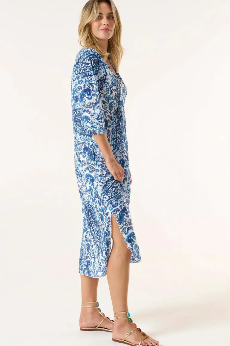 One Season Hydra Long Poppy Dress In Navy