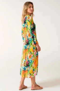 One Season Ithica Long Genie Dress In Yellow