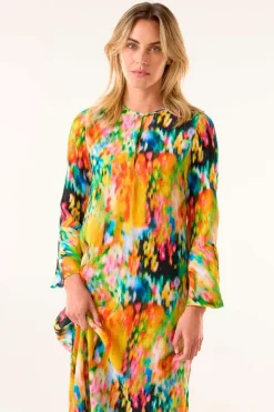 One Season Ithica Long Genie Dress In Yellow