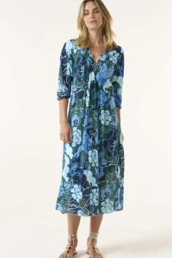One Season Lefkada Long Poppy Dress In Navy