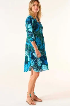 One Season Lefkada Middy Poppy Dress In Navy