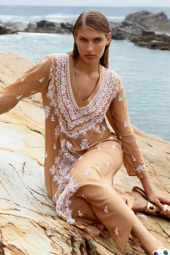 One Season Long Goa Dress In Tan