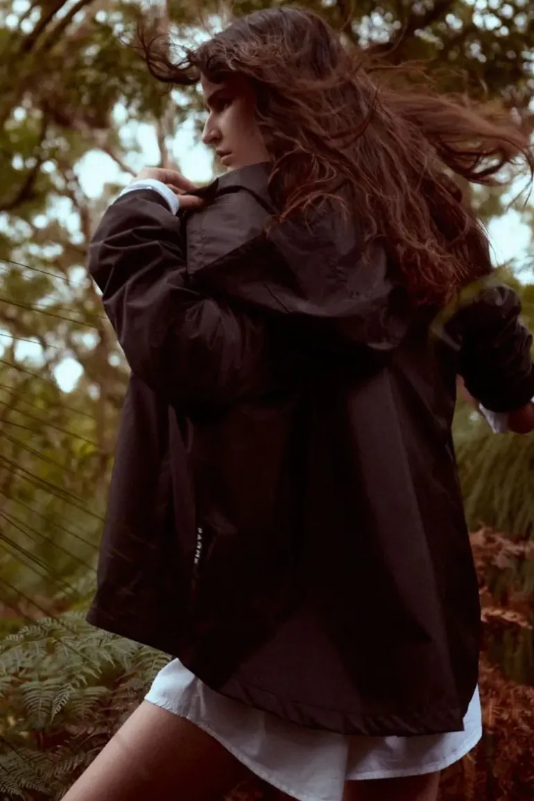 Paqme Crop Raincoat In Black