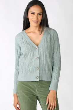 Pattern Cable Cardigan In Dew By Jump