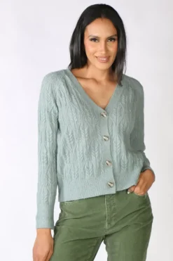 Pattern Cable Cardigan In Dew By Jump