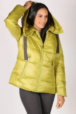Paz Torras Ribbon Tie Puffer In Lime