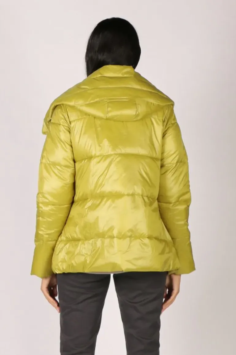 Paz Torras Ribbon Tie Puffer In Lime