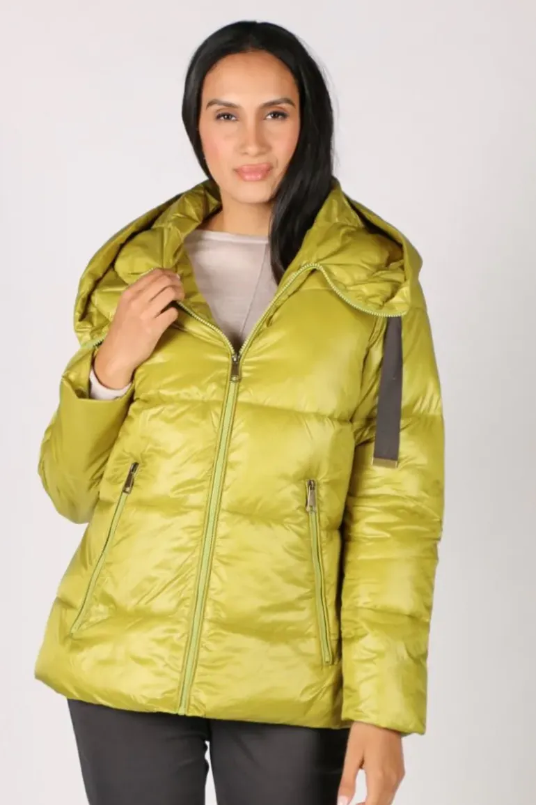 Paz Torras Ribbon Tie Puffer In Lime