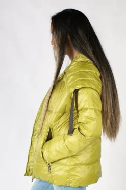 Paz Torras Ribbon Tie Puffer In Lime