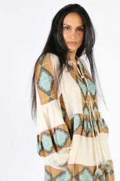 Pearl & Caviar Zakar Long Sleeve Maxi Dress In Natural