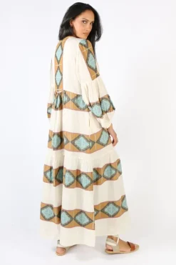 Pearl & Caviar Zakar Long Sleeve Maxi Dress In Natural