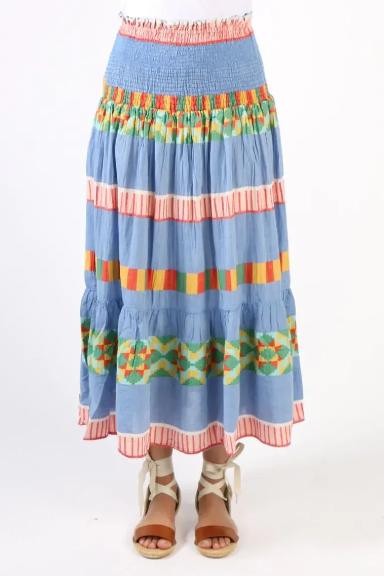 Pearl & Caviar Zakar Rouched Maxi Skirt In Multi