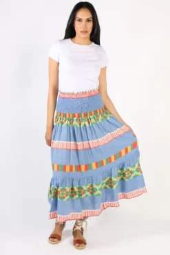 Pearl & Caviar Zakar Rouched Maxi Skirt In Multi