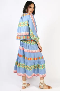 Pearl & Caviar Zakar Rouched Maxi Skirt In Multi