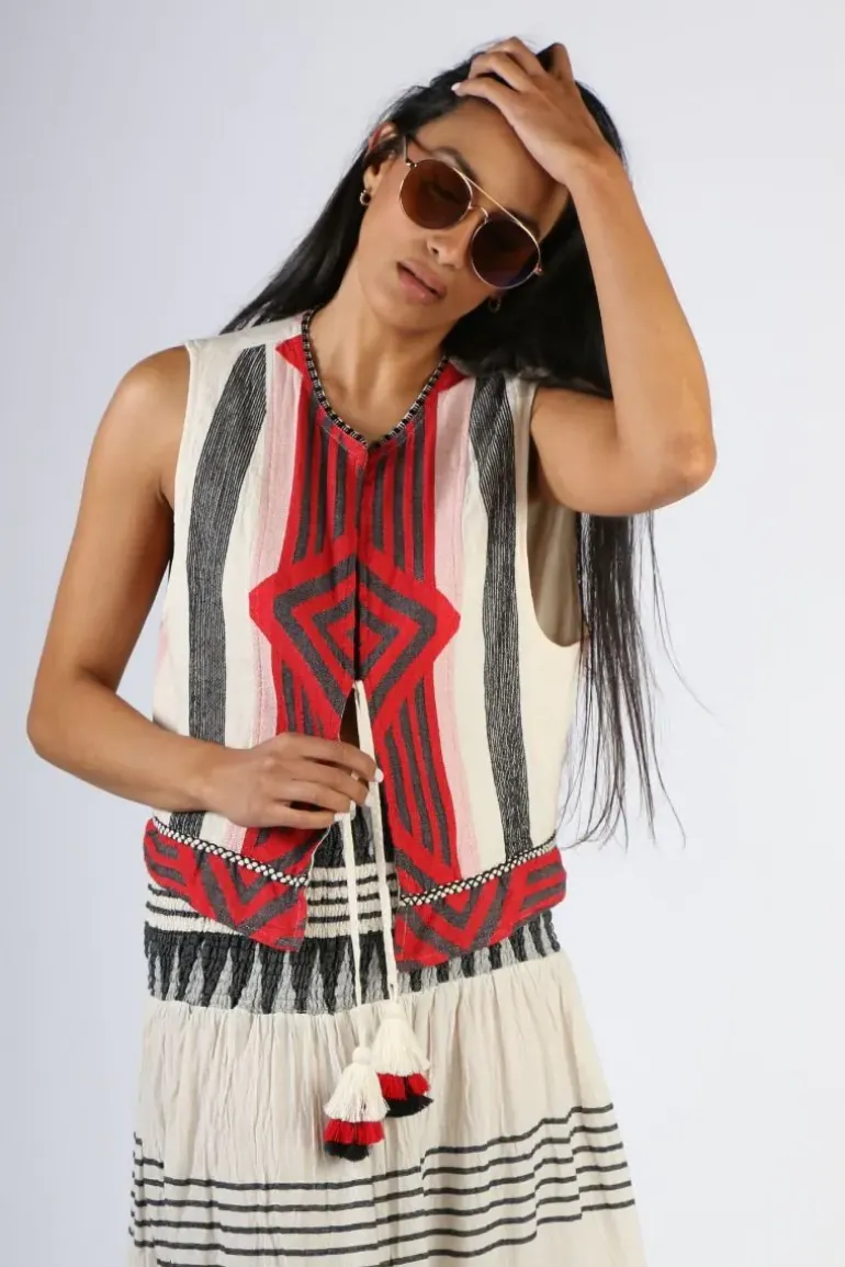 Pearl & Caviar Zakar Vest In Red