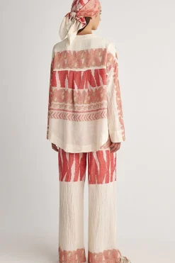 Pearl And Caviar Scorpios Wide Leg Zakar Pant In Red
