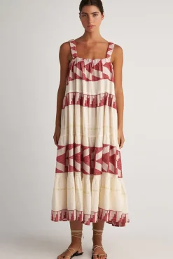 Pearl And Caviar Scorpios Maxi Midi Dress In Red