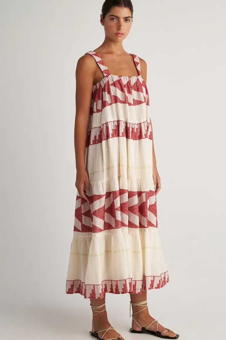 Pearl And Caviar Scorpios Maxi Midi Dress In Red