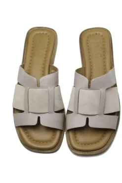 Piazza Grande Multi Strap Slip On Slide In Taupe