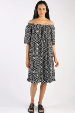 Ping Pong Broiderie Dress In Black