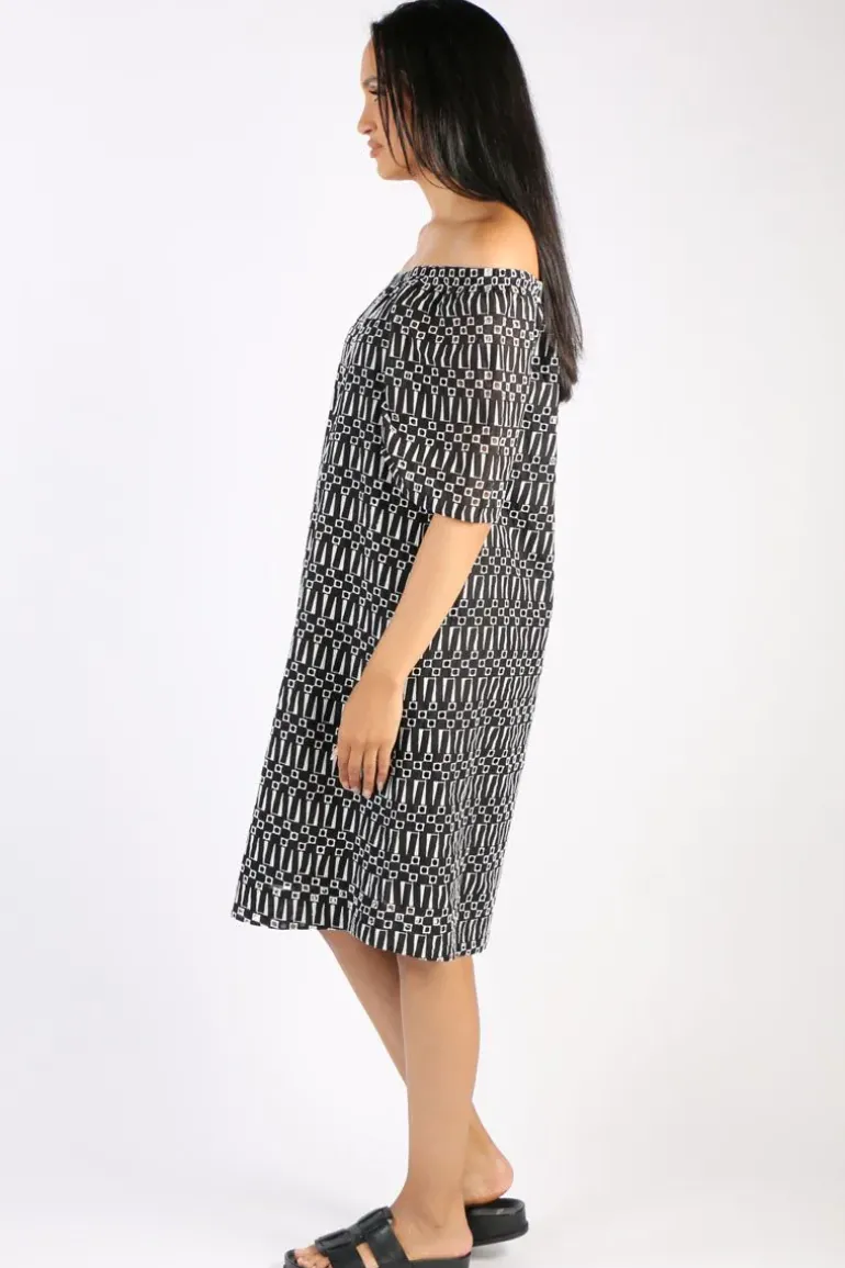 Ping Pong Broiderie Dress In Black
