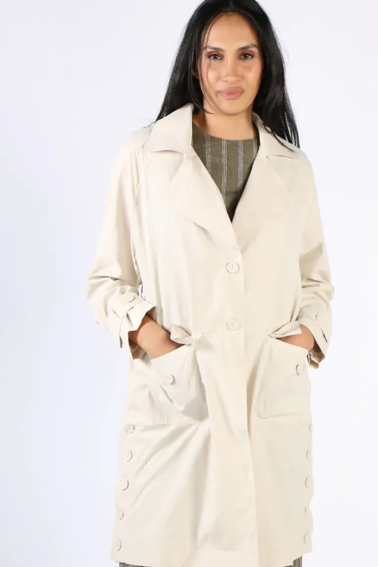 Ping Pong Trench Coat Jacket In Flax
