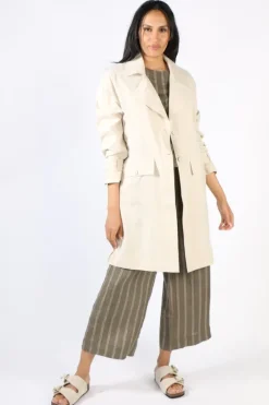 Ping Pong Trench Coat Jacket In Flax