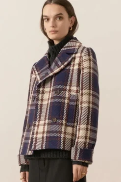 POL Holland Pea Coat In Check