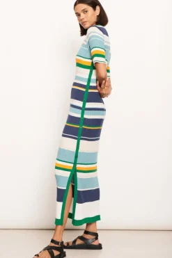 Pol Stripe Lido Dress In Green