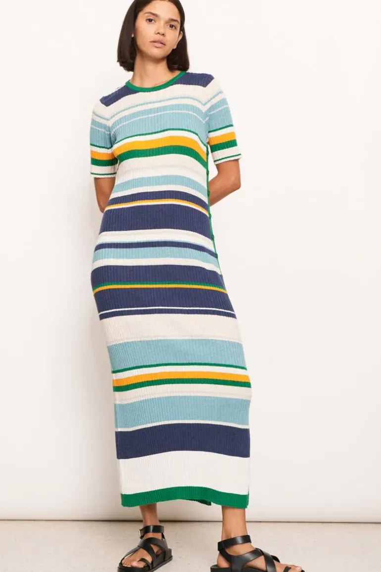 Pol Stripe Lido Dress In Green