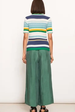 Pol Stripe Lido Top In Green
