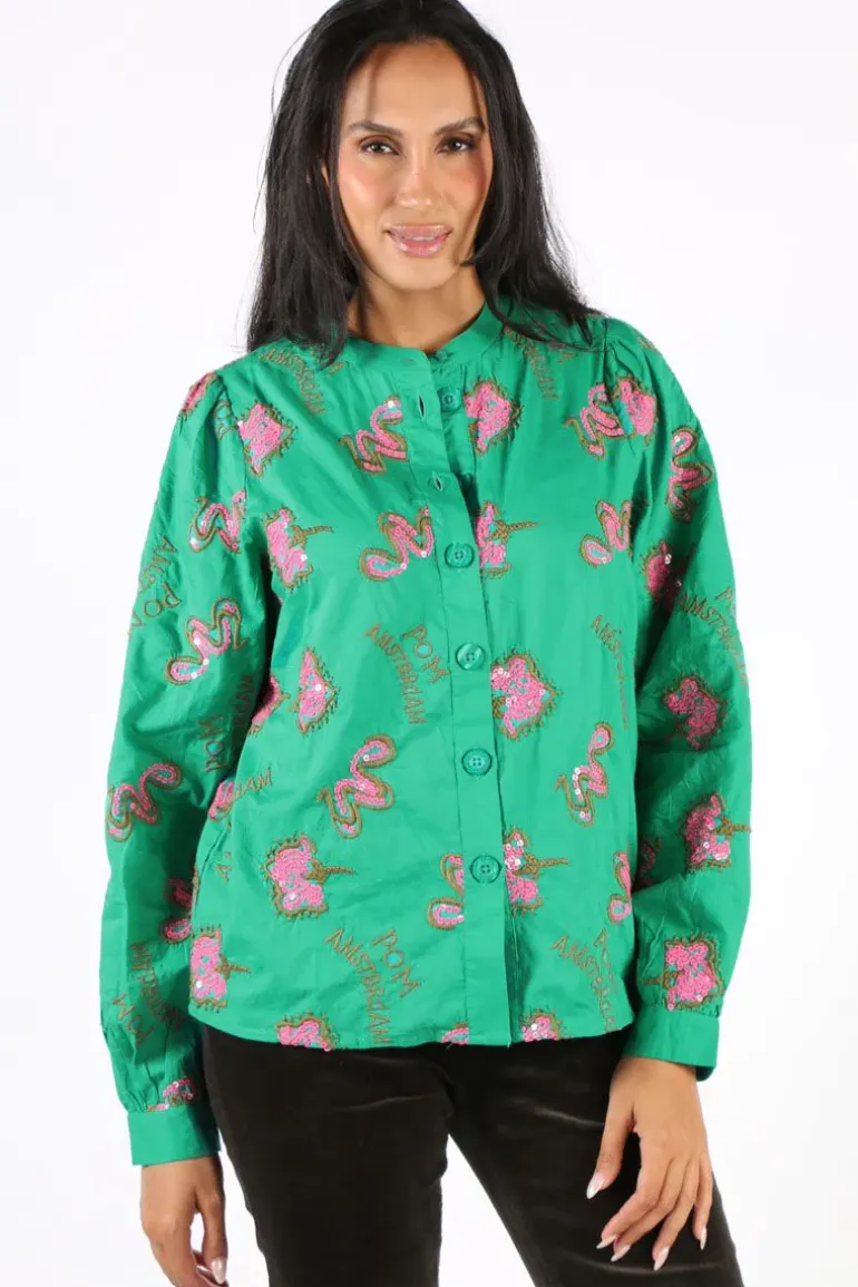 POM Beaded Highlight Shirt In Green