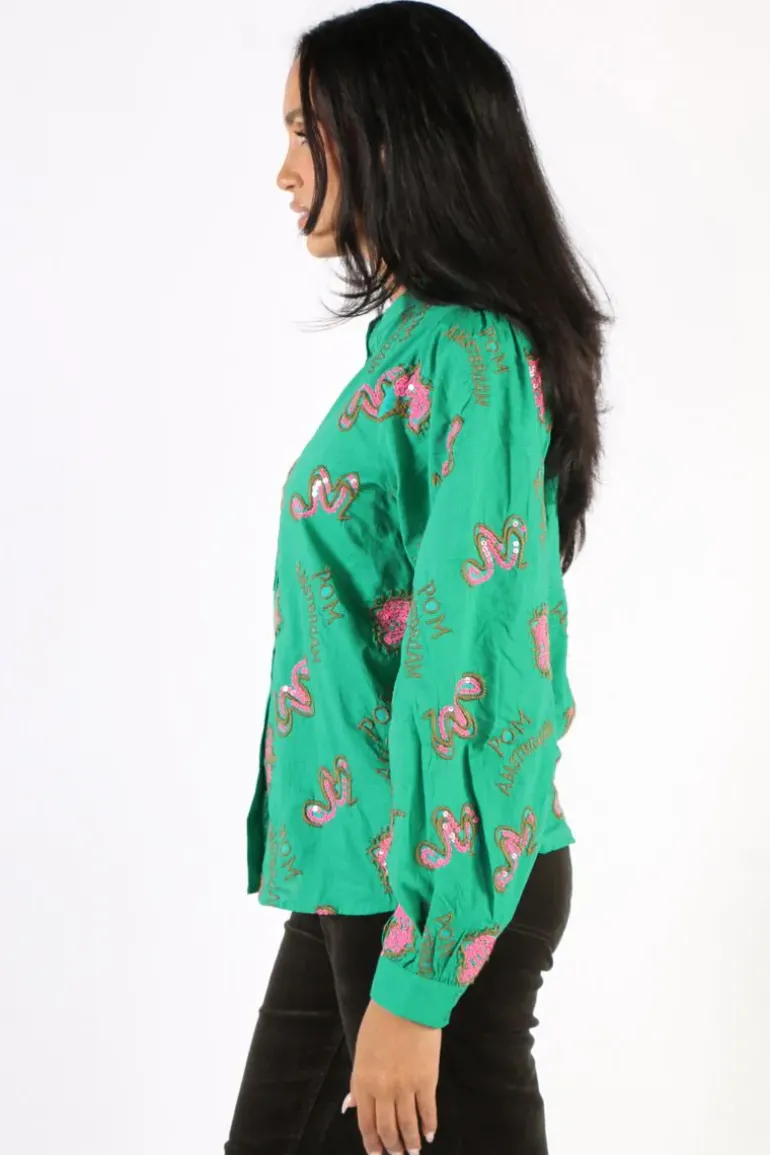POM Beaded Highlight Shirt In Green